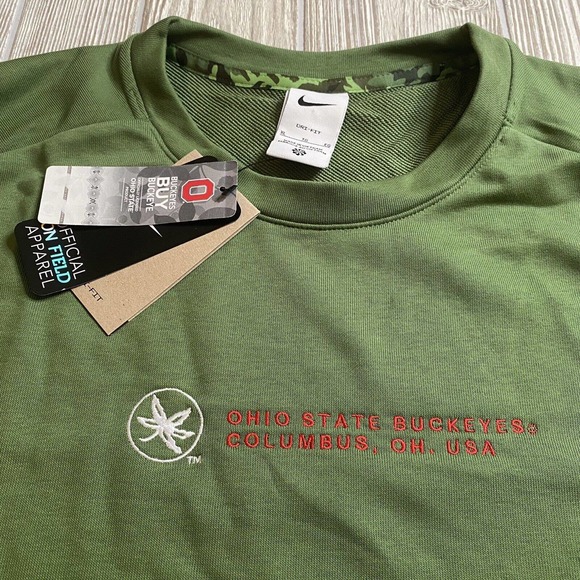 Nike On Field Ohio State Buckeyes Salute to Service Sweatshirt Mens Green XL New - Picture 2 of 15